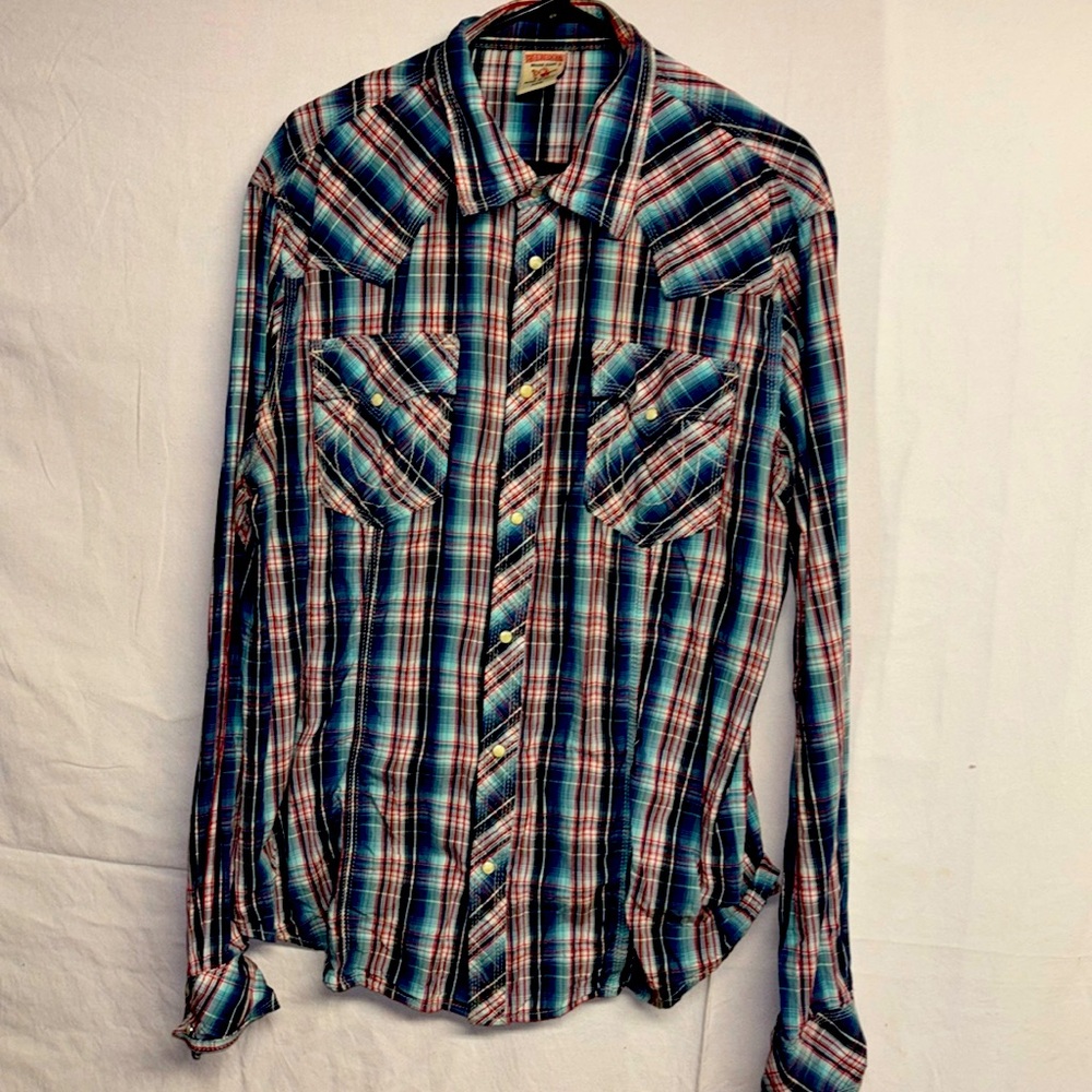 True Religion Men’s Plaid  Button Down Shirt Size XXXL